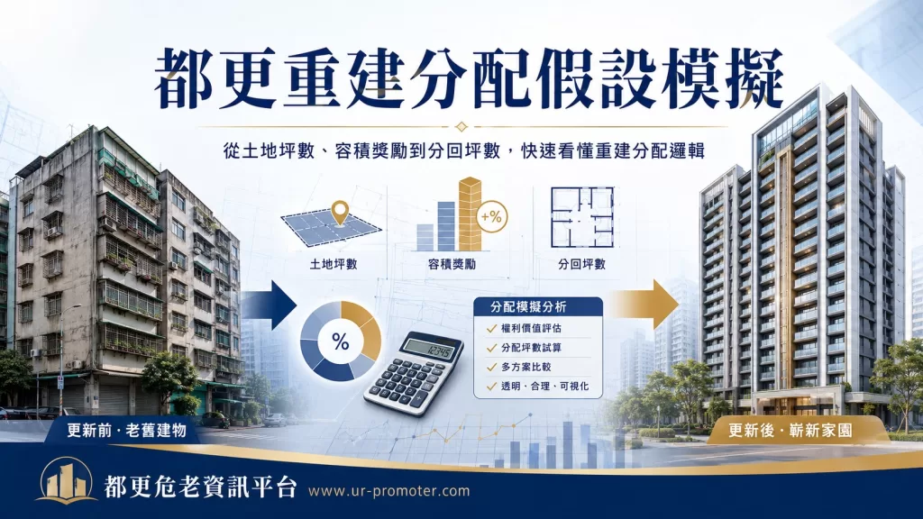 都更重建分配假設模擬:從土地坪數、容積獎勵到權狀坪數,地主應該看懂的關鍵 1 banner 2026051501