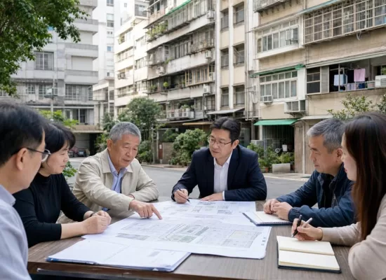 社區住戶與專業者討論都市更新與危老重建推動規劃