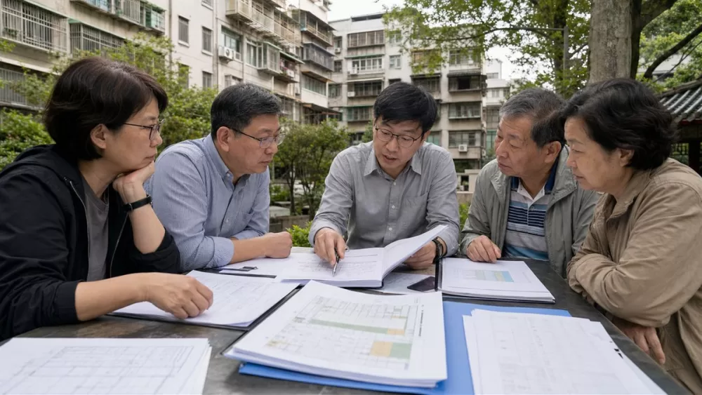台灣老屋社區住戶與專業者討論權利變換同意書都更計畫書與私契約