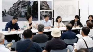 台灣都市更新聽證會場中地主住戶主管機關與專業者討論計畫