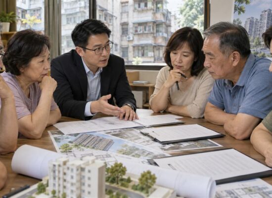台灣社區住戶在簽署都市更新同意書前向專業者確認文件內容