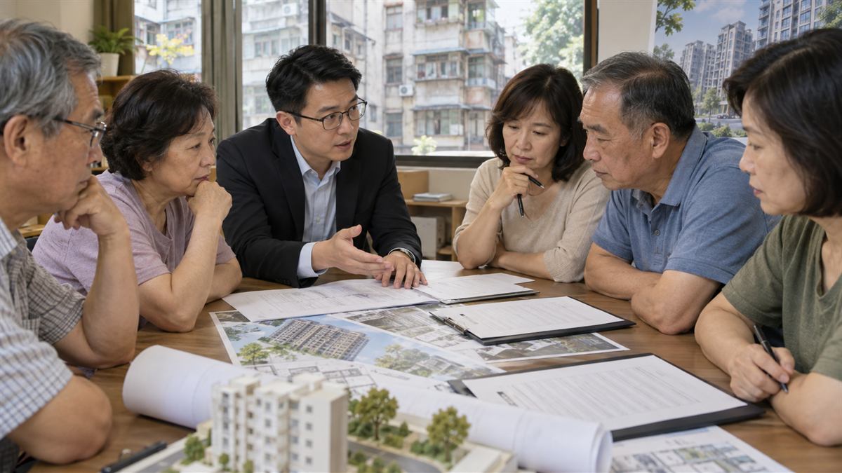 台灣社區住戶在簽署都市更新同意書前向專業者確認文件內容